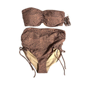 NWT A Pea In The Pod Cheetah Maternity Convertible Two Piece Swimsuit Bikini, S